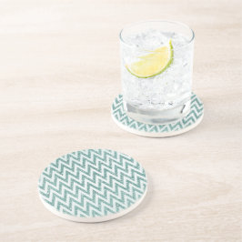 Teal Grönt och White Faux Glitter Zigzag Underlägg
