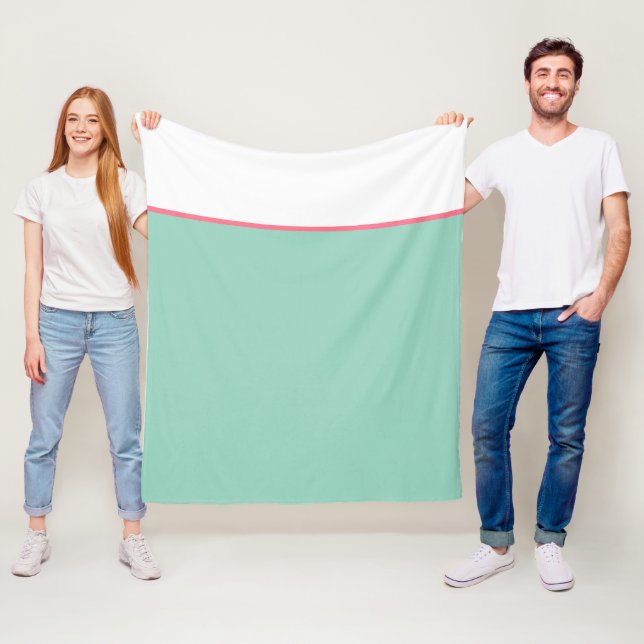 Teal Grönt och White Rosa Rand Fleecefilt (På plats)