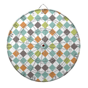 Teal Grönt Orange Taupe Classic Argyle Mönster Piltavla
