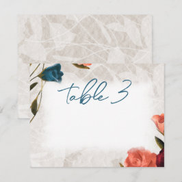 Teal Grönt Peach Ro Bröllop Bordsnummer-kort Anteckningskort