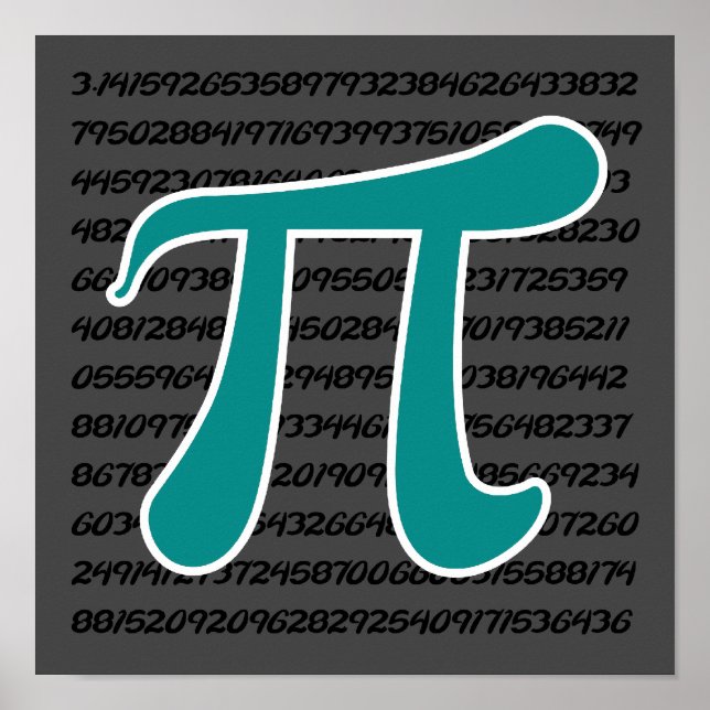 Teal Grönt Pi-symbol Poster (Framsidan)