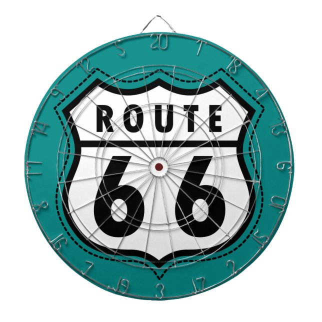 Teal Grönt Route 66 tecken Piltavla (Framsidan)