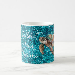 Teal Grönt Sea Turtle Kaffemugg