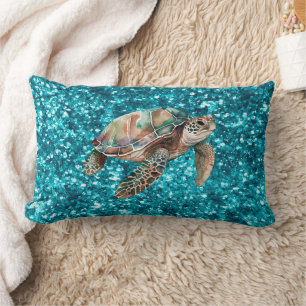Teal Grönt Sea Turtle Lumbarkudde