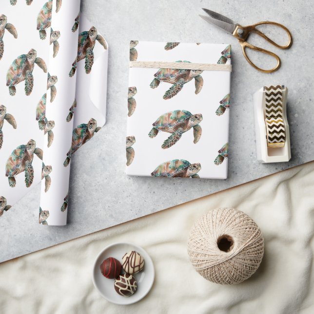 Teal Grönt Sea Turtle Presentpapper (Hantverk)