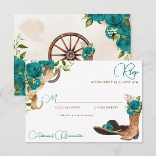 Teal Grönt Turkvoise Charro Western Quinceanera OSA Kort