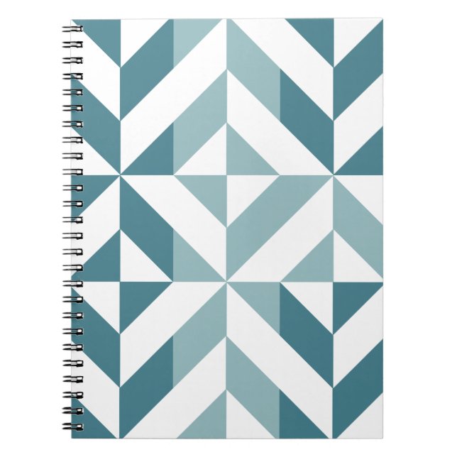 Teal Grönt Two Tone Geometric ZigZag Anteckningsbok (Framsidan)
