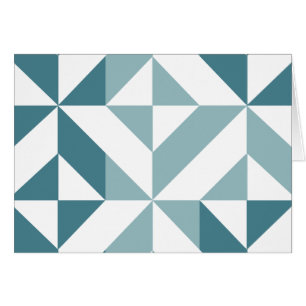 Teal Grönt Two Tone Geometric ZigZag Hälsningskort