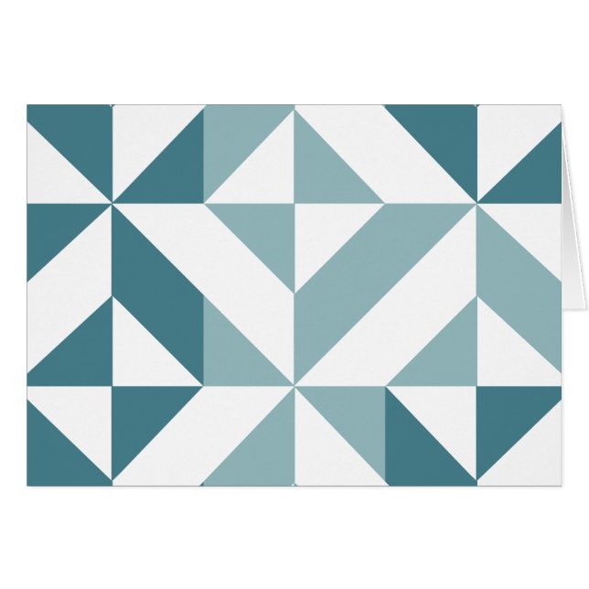 Teal Grönt Two Tone Geometric ZigZag Hälsningskort (Framsidan Horizontal)
