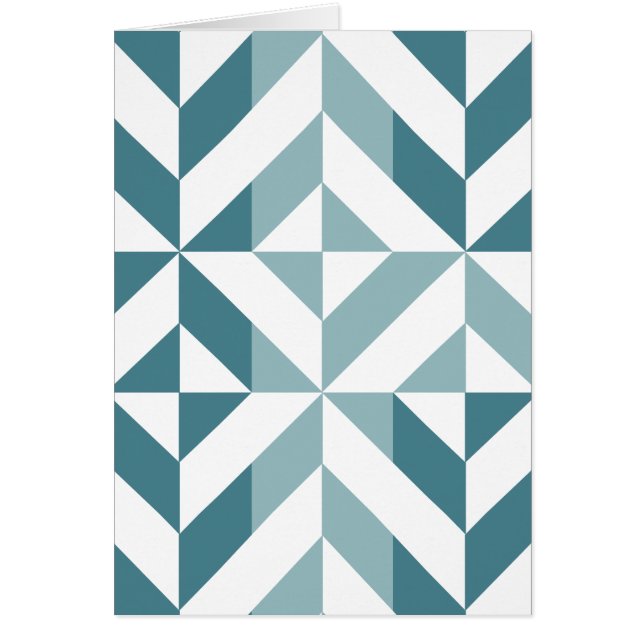 Teal Grönt Two Tone Geometric ZigZag Hälsningskort (Framsidan)