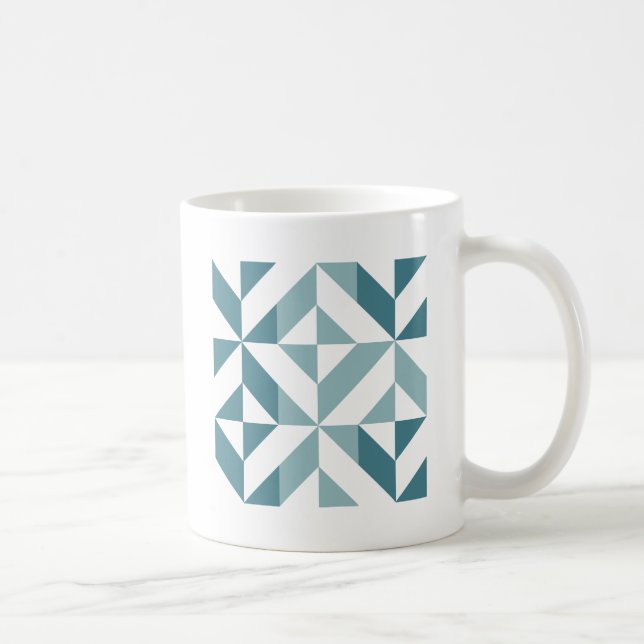 Teal Grönt Two Tone Geometric ZigZag Kaffemugg (Höger)