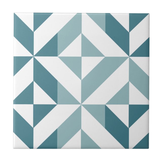 Teal Grönt Two Tone Geometric ZigZag Kakelplatta (Framsidan)