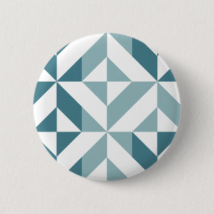 Teal Grönt Two Tone Geometric ZigZag Knapp