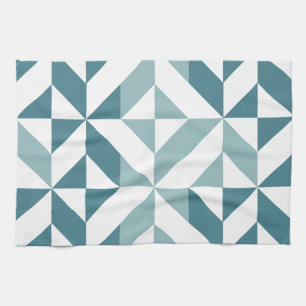 Teal Grönt Two Tone Geometric ZigZag Kökshandduk