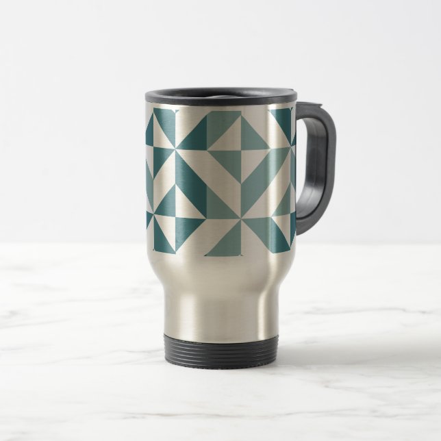Teal Grönt Two Tone Geometric ZigZag Resemugg (Framsida höger)