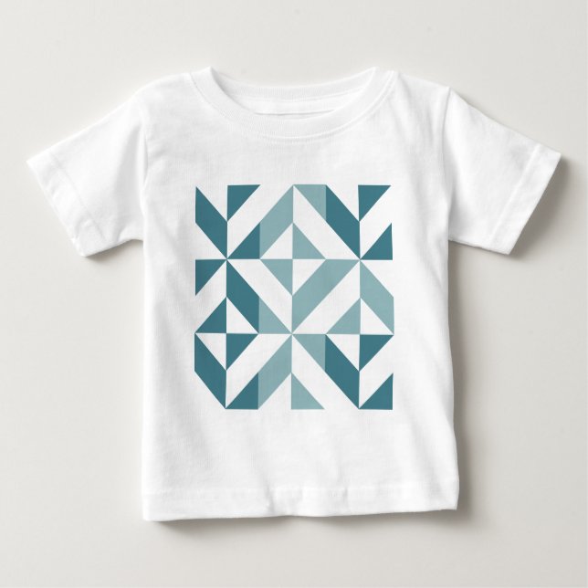 Teal Grönt Two Tone Geometric ZigZag T Shirt (Framsida)