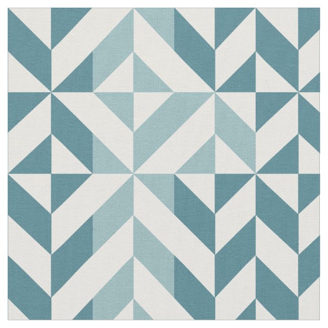 Teal Grönt Two Tone Geometric ZigZag Tyg (Närbild)