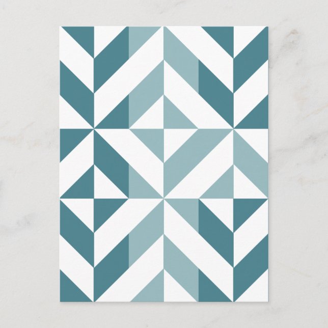 Teal Grönt Two Tone Geometric ZigZag Vykort (Framsida)