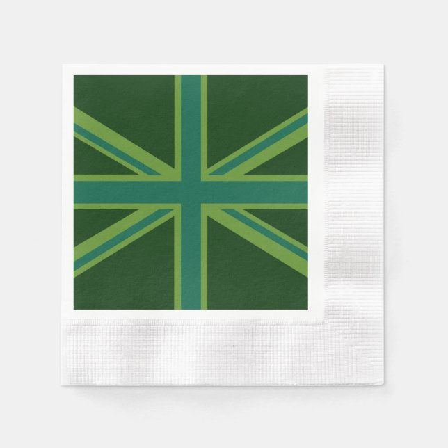 Teal Grönt UK Union Jack Decor Pappersservett (Framsidan)