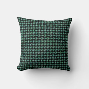 Teal Grönt Weave Mönster Kudde