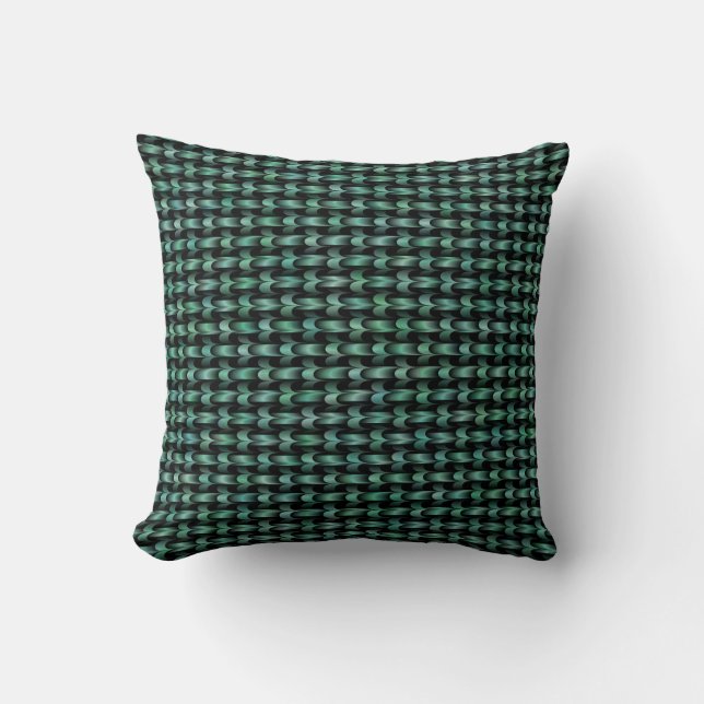 Teal Grönt Weave Mönster Kudde (Framsida)