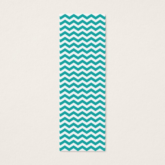 Teal Grönt White Chevron Zigzag Litet Visitkort (Framsidan)