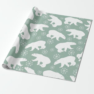 Teal Grönt & White Polar Bears Winter mönster Presentpapper