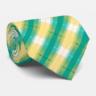 Teal Grönt Yolk Gult Vitstripe Mönster Slips
