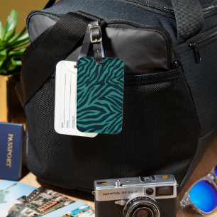 Teal Grönt Zebra Animal Print Bagagebricka