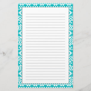 Teal Grunge Aztec Tribal Mönster Brevpapper