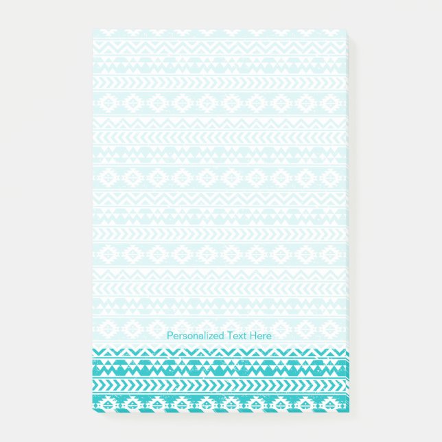 Teal Grunge Aztec Tribal Mönster Post-it Block (Framsida)