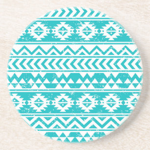 Teal Grunge Aztec Tribal Mönster Underlägg