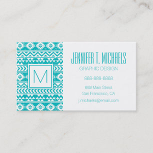 Teal Grunge Aztec Tribal Mönster Visitkort