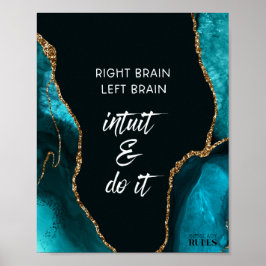 Teal Guld Agate BossLady Regler Motivational Quote Poster