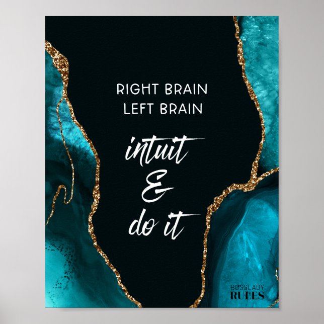 Teal Guld Agate BossLady Regler Motivational Quote Poster (Framsidan)