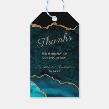 Teal Guld Agate Geode Tack Bröllop