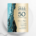 Teal Guld Agate Surprise 50:e födelsedagen Inbjudningar<br><div class="desc">Teal och guld agate överraskar 50:e födelsedagsfest inbjudan. Elegantens moderna design med vattenfärgad bakgrund,  faux glitter guld och typsnitt för färgskript. Trendig inbjudan-kortets perfekt för en snyggt kvinnor i firande. Skrivna Zazzle-inbjudningar eller digital utskrivbar mall för omedelbar nedladdning.</div>