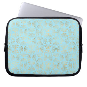 Teal & Guld Art Deco Design, Mönster Laptop Fodral