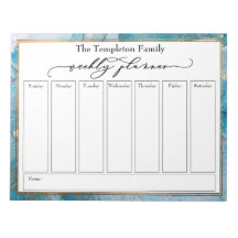 Teal & Guld Art för elegant Script-veckoplanering