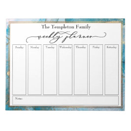 Teal & Guld Art för elegant Script-veckoplanering Anteckningsblock