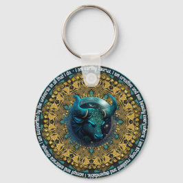 Teal+Guld Astrology Affirmations Taurus Zodiac Nyckelring