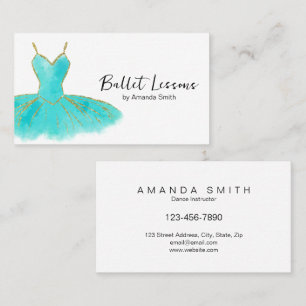 Teal & Guld balletdansstudieledare Visitkort