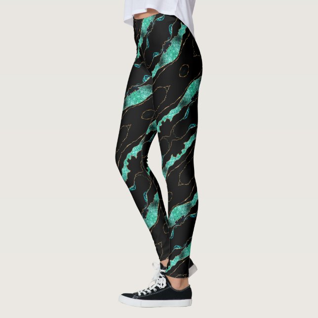 Teal Guld Black Leggings (Vänster)
