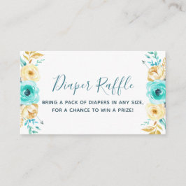 Teal Guld Boy Baby Shower Diaper Raffle Biljett Tilläggskort