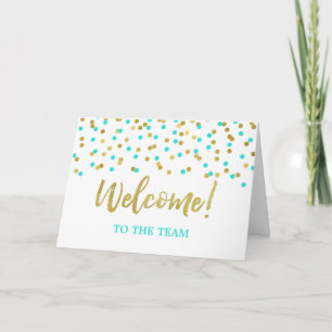 Teal Guld Confetti-medarbetare Välkommen till team Kort