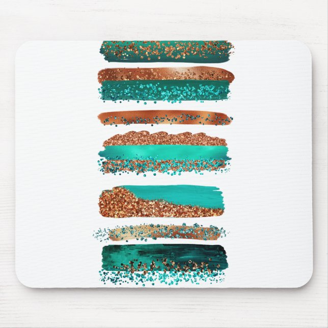 Teal Guld Copper Glitter Rand Musmatta (Framsidan)