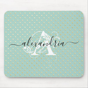 Teal Guld Dots Monogram Musmatta