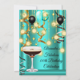 Teal Guld Espresso Martini Cocktail Party Inbjudan