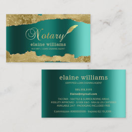 Teal Guld Glam Notary Loan Signing Agent Visitkort
