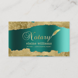 Teal Guld Glam Notary Loan Signing Agent Visitkort